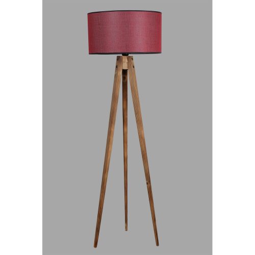 Opviq, 534LUN2191, Elegant wooden floor lamp with fabric cap, 153 cm high, brown and burgundy | E27 socket, max 40W | Stylish lighting for home and office spaces