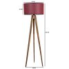 Elegant Wooden Floor Lamp with Fabric Cap, 153 cm Height, Brown & Claret Red | E27 Socket, Max 40W | Stylish Lighting for Home & Office Spaces