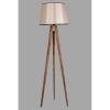 Scandinavian Floor Lamp, Wooden Body, 160 cm Height, Brown, 31 cm Fabric Cap, E27 Socket, Max 40W, On/Off Switch, Stylish & Functional Lighting for Home Decor