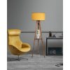 Elegant Floor Lamp with Fir Tree Body & Fabric Cap, 153 cm Height | Wooden Shelf (26x26 cm) | Stylish Brown & Mustard Design, Perfect for Home Decor