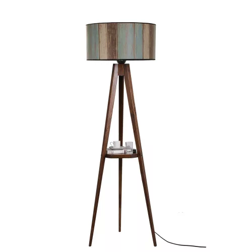 Opviq, 534LUN3257, Elegant Scandinavian floor lamp, 153 cm high, 100% pine wood frame, 24 cm fabric cap, E27 socket, abstract flower pattern | Perfect for modern living spaces