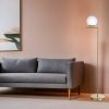 Elegant Floor Lamp with Metal Body & Glass Cap, 155 cm Height, 30 cm Diameter | Gold & White Design, E27 Socket, On-Cable Switch, IP20 Rated