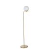 Elegant Floor Lamp with Metal Body & Glass Cap, 155 cm Height, 30 cm Diameter | Gold & White Design, E27 Socket, On-Cable Switch, IP20 Rated