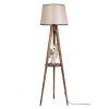 Scandinavian Floor Lamp with Wooden Body & Shelf, 160 cm Height, Brown Color, E27 Socket, On/Off Switch, Stylish & Functional Lighting for Home Decor