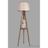 Scandinavian Floor Lamp with Wooden Body & Shelf, 160 cm Height, Brown Color, E27 Socket, On/Off Switch, Stylish & Functional Lighting for Home Decor