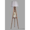 Scandinavian Floor Lamp with Wooden Body & Shelf, 160 cm Height, Brown & Grey, E27 Socket, On/Off Switch, Stylish & Functional Lighting for Home Decor