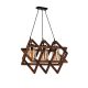 Rustic Walnut Chandelier, 43 x 43 x 57 cm, Adjustable Height, Wooden Body & Metal Frame, E27 Socket, Max 40W, Perfect for Southwestern & Country Decor