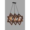 Rustic Walnut Chandelier, 43 x 43 x 57 cm, Adjustable Height, Wooden Body & Metal Frame, E27 Socket, Max 40W, Perfect for Southwestern & Country Decor
