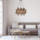 Rustic Wooden Chandelier with Metal Frame & Glass Cap, 43 x 43 x 57 cm, Adjustable Height, Brown | E27 Socket, Max 40W, Perfect for Southwestern Decor