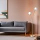 Elegant Floor Lamp with Metal Body & Glass Cap, 165 cm Height, Gold & White Finish | E27 Socket, Max 40W | Stylish Lighting for Modern Spaces