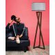 Scandinavian Floor Lamp, Wooden Body, Walnut & Grey, 150 cm Height, 45 cm Cap Diameter, E27 Socket, On/Off Switch, Stylish & Functional Lighting Solution