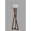 Scandinavian Floor Lamp, Wooden Body, Walnut & Grey, 150 cm Height, 45 cm Cap Diameter, E27 Socket, On/Off Switch, Stylish & Functional Lighting Solution