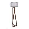 Scandinavian Floor Lamp, Wooden Body, Walnut & Grey, 150 cm Height, 45 cm Cap Diameter, E27 Socket, On/Off Switch, Stylish & Functional Lighting Solution