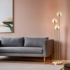 Elegant Amber Floor Lamp, Metal Body, 150 cm Height, 30 cm Glass Cap, E27 Socket, Max 40W, On-Cable Switch, IP20 | Perfect for Modern Decor