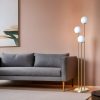 Elegant Floor Lamp with Metal Body & Glass Cap, 150 cm Height, 30 cm Diameter | E27 Socket, Max 40W, White & Gold | Stylish Lighting for Home Decor