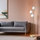 Elegant Floor Lamp with Metal Body & Glass Cap, 150 cm Height, 30 cm Diameter | E27 Socket, Max 40W, White & Gold | Stylish Lighting for Home Decor