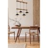 Industrial Rustic Chandelier, Wooden Body & Metal Cap, 15 cm Diameter, 80 cm Height, Adjustable, E27 Socket, Brown & Black | Perfect for Country Homes