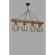 Industrial Rustic Chandelier, Wooden Body, Vintage Finish, 85 cm Length, Adjustable Height, E27 Socket, Max 40W, Perfect for Country & Modern Decor