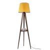 Stylish Floor Lamp with Wooden Body & Shelves, Mustard & Brown, 165 cm Height | E27 Socket, On/Off Switch, Perfect for Modern Living Spaces