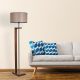 Scandinavian Floor Lamp, Walnut Finish, 163 cm Height | Metal & Wooden Body, 45 cm Fabric Cap | On/Off Switch, E27 Socket, Max 40W | Stylish & Functional
