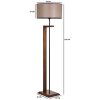 Scandinavian Floor Lamp, Walnut Finish, 163 cm Height | Metal & Wooden Body, 45 cm Fabric Cap | On/Off Switch, E27 Socket, Max 40W | Stylish & Functional