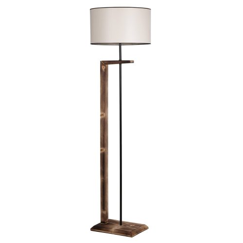 Scandinavian Floor Lamp, 163 cm Tall, Brown & Cream, 100% Fir Tree Frame, Fabric Cap (24 cm), E27 Socket, Stylish & Functional Lighting for Home Decor