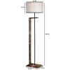 Scandinavian Floor Lamp, 163 cm Tall, Brown & Cream, 100% Fir Tree Frame, Fabric Cap (24 cm), E27 Socket, Stylish & Functional Lighting for Home Decor