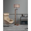 Scandinavian Floor Lamp, Brown Metal & Wooden Body, 163 cm Height, 45 cm Fabric Cap, E27 Socket, On/Off Switch, Stylish & Functional Lighting for Home Decor