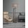 Scandinavian Floor Lamp, Brown Metal & Wooden Body, 163 cm Height, 45 cm Fabric Cap, E27 Socket, On/Off Switch, Stylish & Functional Lighting for Home Decor