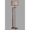 Scandinavian Floor Lamp, Brown Metal & Wooden Body, 163 cm Height, 45 cm Fabric Cap, E27 Socket, On/Off Switch, Stylish & Functional Lighting for Home Decor