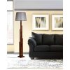 Elegant Country Floor Lamp, Wooden Body, 165 cm Height | Fabric Cap (31 cm L, 35/45 cm D) | On/Off Switch, E27 Socket, Walnut & Grey Finish