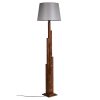 Elegant Country Floor Lamp, Wooden Body, 165 cm Height | Fabric Cap (31 cm L, 35/45 cm D) | On/Off Switch, E27 Socket, Walnut & Grey Finish