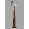 Elegant Country Floor Lamp, Wooden Body, 165 cm Height | Fabric Cap (31 cm L, 35/45 cm D) | On/Off Switch, E27 Socket, Walnut & Grey Finish