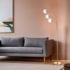 Elegant Floor Lamp with Metal Body & Glass Cap, 170 cm Height, 30 cm Diameter, Gold & White Finish | E27 Socket, Max 40W, On-Cable Switch, IP20