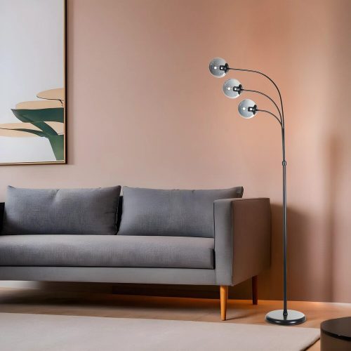 Stylish Floor Lamp with Metal Body & Glass Cap, 170 cm Height, 30 cm Leg Diameter | E27 Socket, Max 40W, Black & Fume Colors | Perfect for Modern Decor