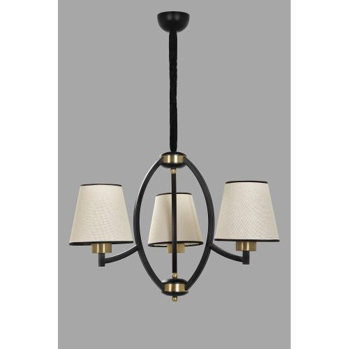 Elegant Metal Chandelier, 60 cm Diameter, Adjustable Height, Beige & Black with Gold Accents | E27 Socket, Max 40W, Perfect for Modern Spaces