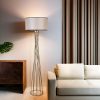 Elegant Floor Lamp with Metal Body, Grey & Gold, 170 cm Height, 45 cm Cap Diameter, E27 Socket, On-Cable Switch | Stylish Lighting for Modern Spaces