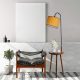 Stylish Floor Lamp with Metal Body & Wooden Table, 160 cm Height | Walnut & Mustard | 21 cm Cap | On/Off Switch | Perfect for Modern Living Spaces