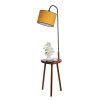 Stylish Floor Lamp with Metal Body & Wooden Table, 160 cm Height | Walnut & Mustard | 21 cm Cap | On/Off Switch | Perfect for Modern Living Spaces