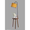 Stylish Floor Lamp with Metal Body & Wooden Table, 160 cm Height | Walnut & Mustard | 21 cm Cap | On/Off Switch | Perfect for Modern Living Spaces