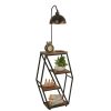 Opviq, 534LUN4127, Modern Floor Lamp with Metal Body & 100% Fir Wood Bookstand, 165 cm Height, Walnut Color, E27 Socket, Perfect for Industrial & Country Decor