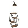 Opviq, 534LUN4127, Modern Floor Lamp with Metal Body & 100% Fir Wood Bookstand, 165 cm Height, Walnut Color, E27 Socket, Perfect for Industrial & Country Decor