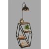 Opviq, 534LUN4127, Modern Floor Lamp with Metal Body & 100% Fir Wood Bookstand, 165 cm Height, Walnut Color, E27 Socket, Perfect for Industrial & Country Decor