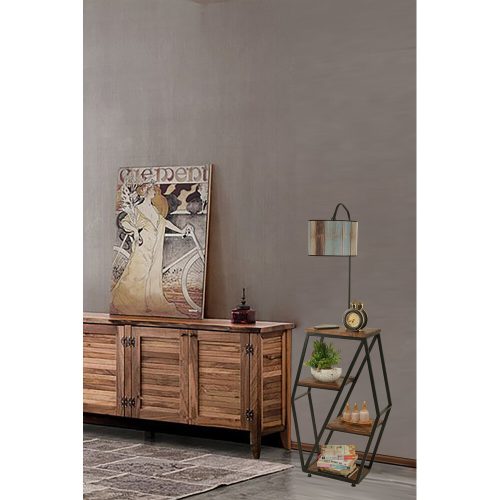 Opviq, 534LUN4135, Modern Floor Lamp with Metal Body & 100% Fir Wood Bookstand, 165 cm Height, E27 Socket, Electrostatic Oven Dried Paint | Stylish & Functional Lighting for Home