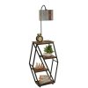 Opviq, 534LUN4135, Modern Floor Lamp with Metal Body & 100% Fir Wood Bookstand, 165 cm Height, E27 Socket, Electrostatic Oven Dried Paint | Stylish & Functional Lighting for Home