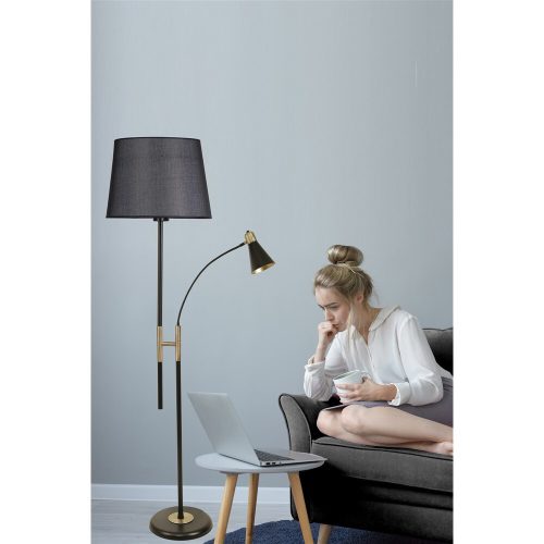 Opviq, 534LUN4299, Modern Black Floor Lamp, 165 cm Height, Metal Body with Chrome Coating, E27 Socket, Elegant Scandinavian Design for Home & Office Lighting