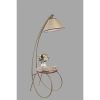 Elegant Floor Lamp with Metal Body, Gold & Walnut Finish, 165 cm Height, 45 cm Table Diameter, E27 Socket, On-Cable Switch, IP20 Rated | Stylish Lighting for Home Decor