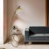 Elegant Floor Lamp with Metal Body & Glass Cap, 165 cm Height, 64 x 35 cm Base, E27 Socket, Gold & Walnut Finish | Stylish Lighting for Home Decor