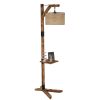 Elegant Floor Lamp with Wooden Body & Shelves, Light Brown, 185 cm Height | E27 Socket, On/Off Switch | Perfect for Modern Rustic & Country Decor