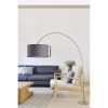 Scandinavian Floor Lamp, Adjustable Height 155-220 cm, Light Grey Metal Body, Matte Chrome Finish, E27 Socket, Modern Design for Home & Office